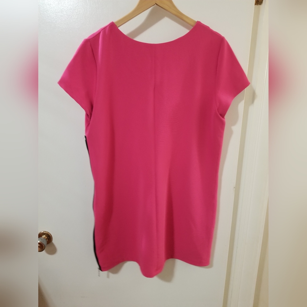 Ricki’s Pink Short Sleeve Tunic Top Side Zipper Stripe Detail XL - Picture 4 of 7